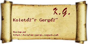 Koletár Gergő névjegykártya